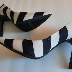 Christian Siriano for Payless Black and White Striped Heels